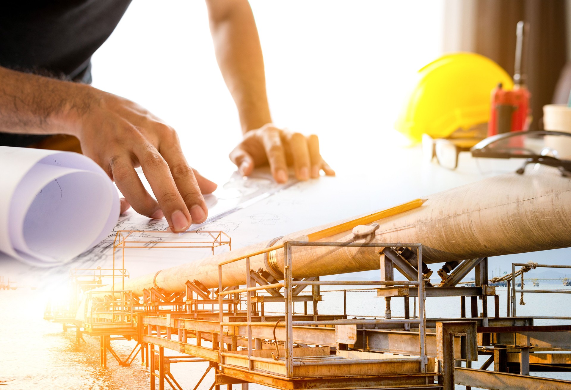Engineer is designing of Laying natural gas pipelines
